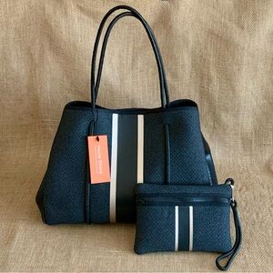 HAUTE SHORE Neoprene Tote Bag & Wallet Greyson Black 2 Piece Set NWT